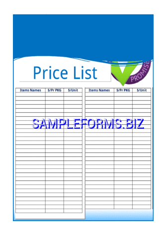 Price List docx pdf free